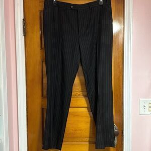 Basile Black Pinstriped Pleated Dress Pants Women’s IT 56 US 3XL